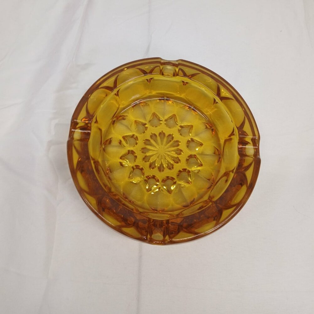 Vintage Amber Glass Ashtray